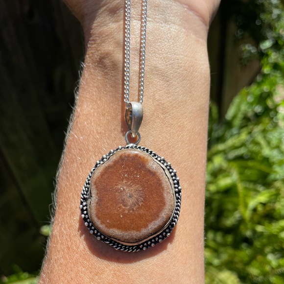 😵 Aragonite Solar Quartz Crystal Pendant necklace druzy agate stone boho rock - Picture 8 of 10